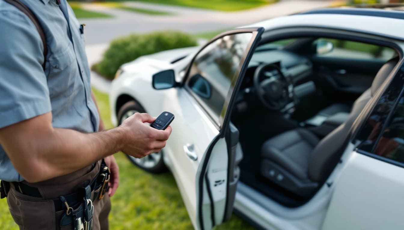 Mobile locksmith programming an Acura smart key on-site in Frisco, Texas
