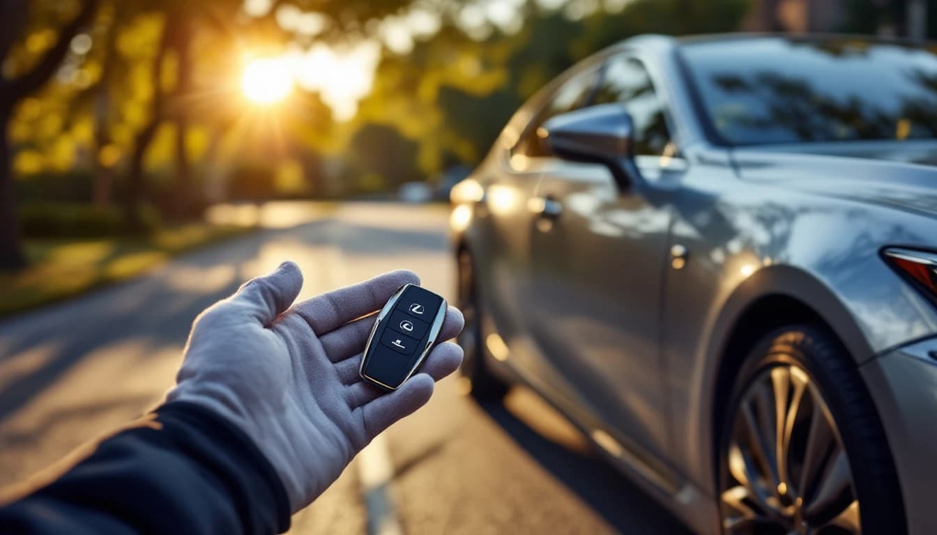Mobile locksmith programming a Lexus Smart Access key on-site in Frisco, Texas