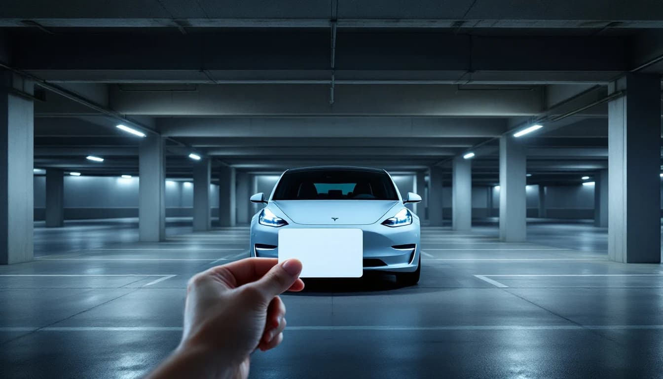 Tesla Model 3 in a Frisco, Texas driveway during a mobile locksmith consultation