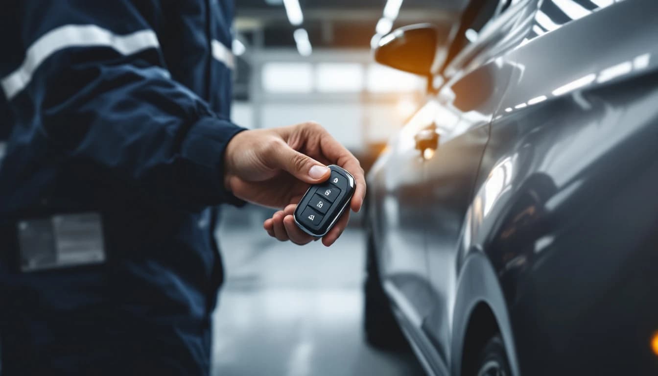 Mobile locksmith programming a Volkswagen MQB key fob on-site in Frisco, Texas
